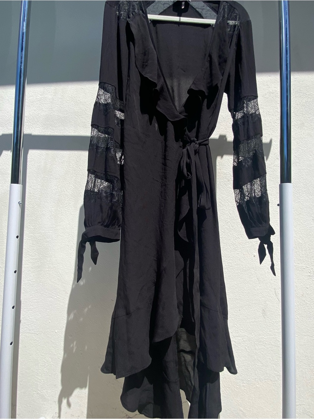 Hale Bob Whimsygoth Black LaceWrap Midi Dress Size Medium - Picture 7 of 13